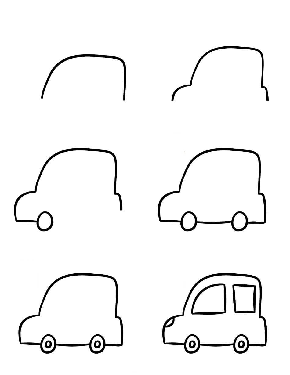 белая машина Рисунки