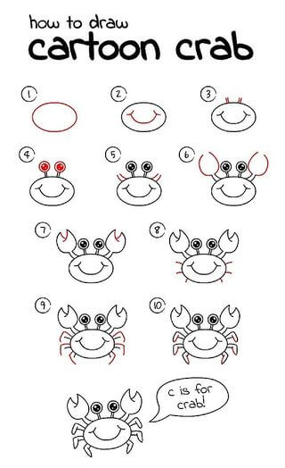 A Cartoon Crab pисунки
