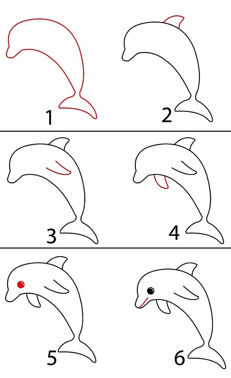 Дельфин с рыбкой Рисунки