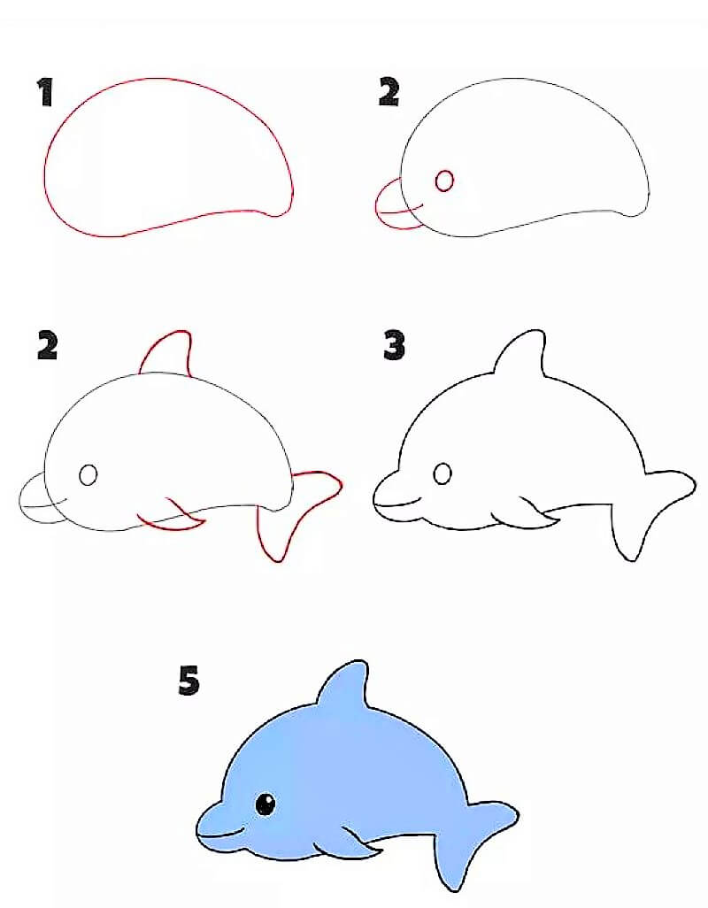 Дельфин с сердцем Рисунки
