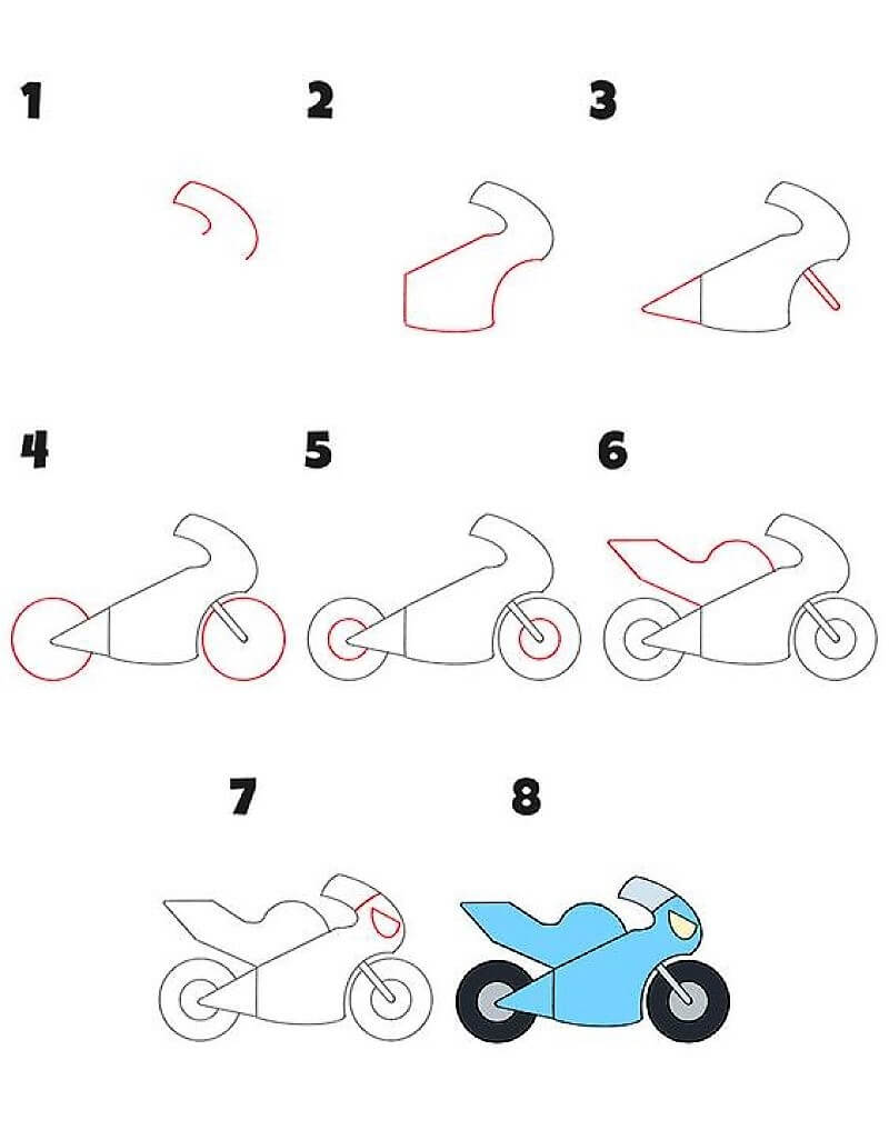 Мотоцикл мультяшный Рисунки