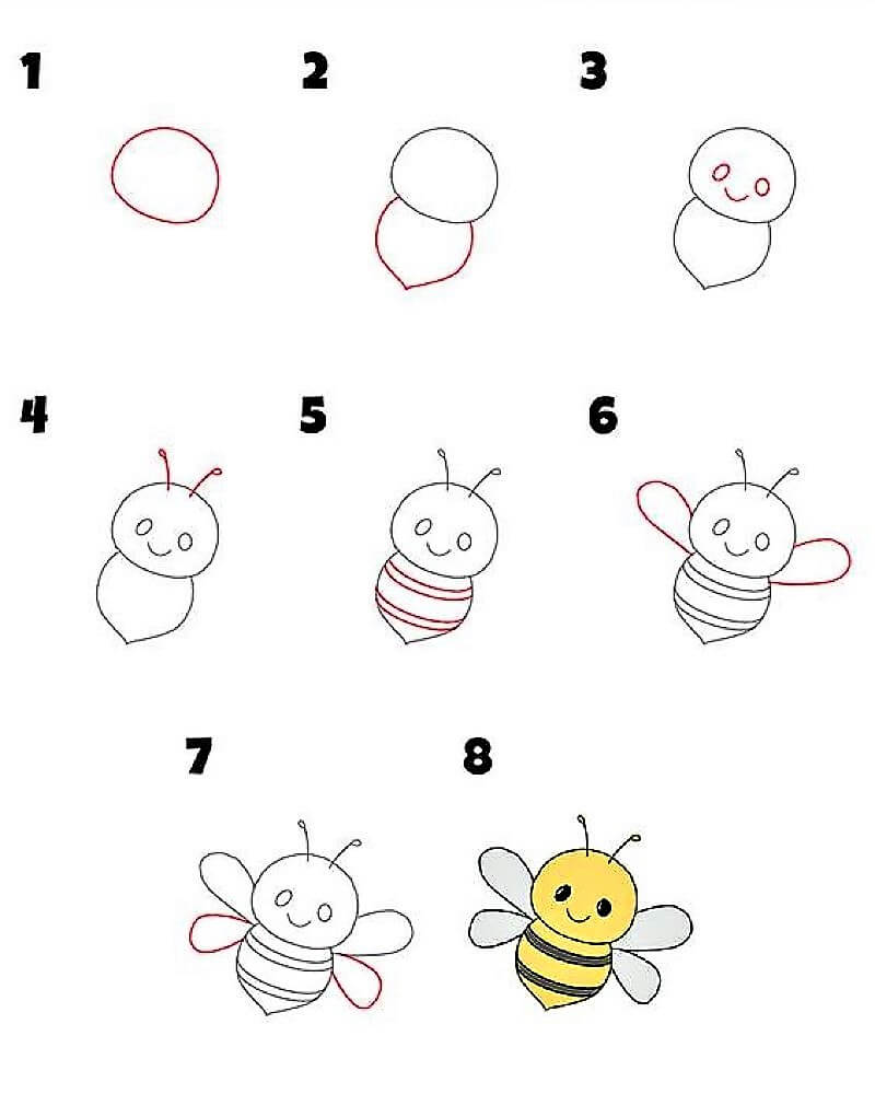 Пчела улыбается Рисунки
