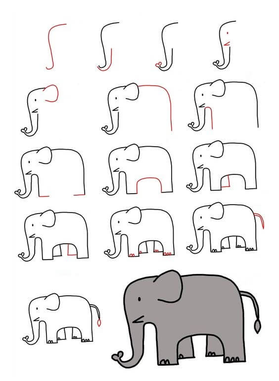 Слон с пчёлкой Рисунки