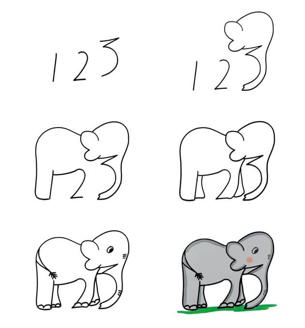Слон с цветами Рисунки
