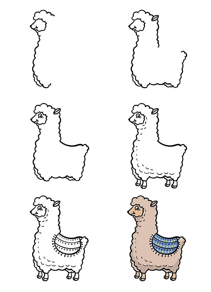 Лама милая Рисунки