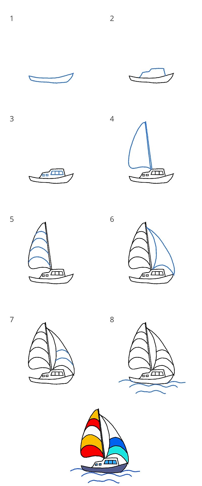 Лодка на воде Рисунки