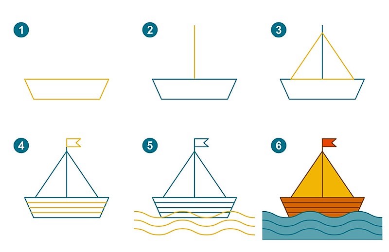 Лодка с веслом Рисунки