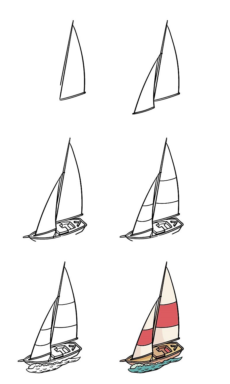 Лодка в море Рисунки