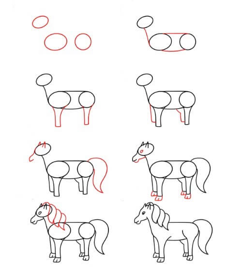 Лошадь скачет Рисунки