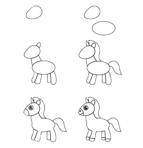 Лошадь зимняя Рисунки