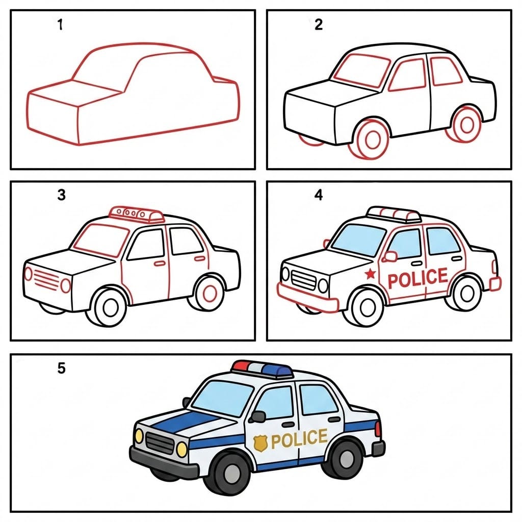 Полицейская машина простая Рисунки