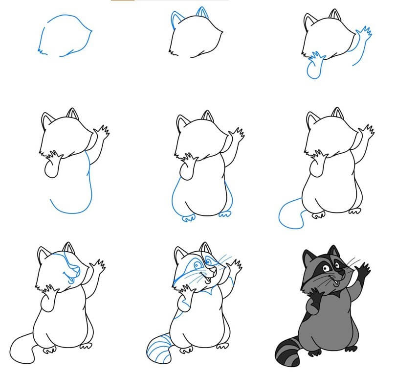 Енот у костра Рисунки