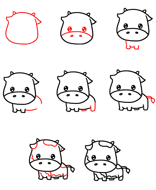 Корова чиби Рисунки