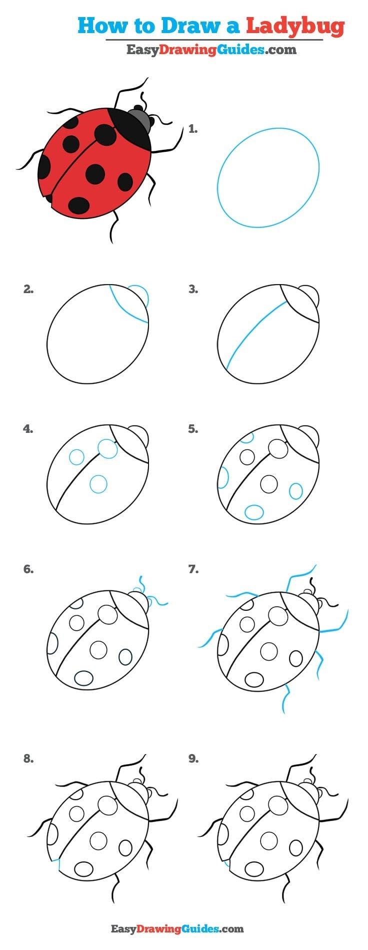 Божья коровка на стебле Рисунки