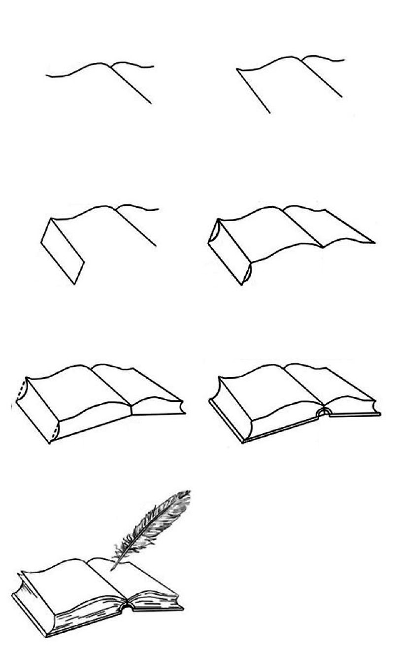 Книга и карандаш Рисунки