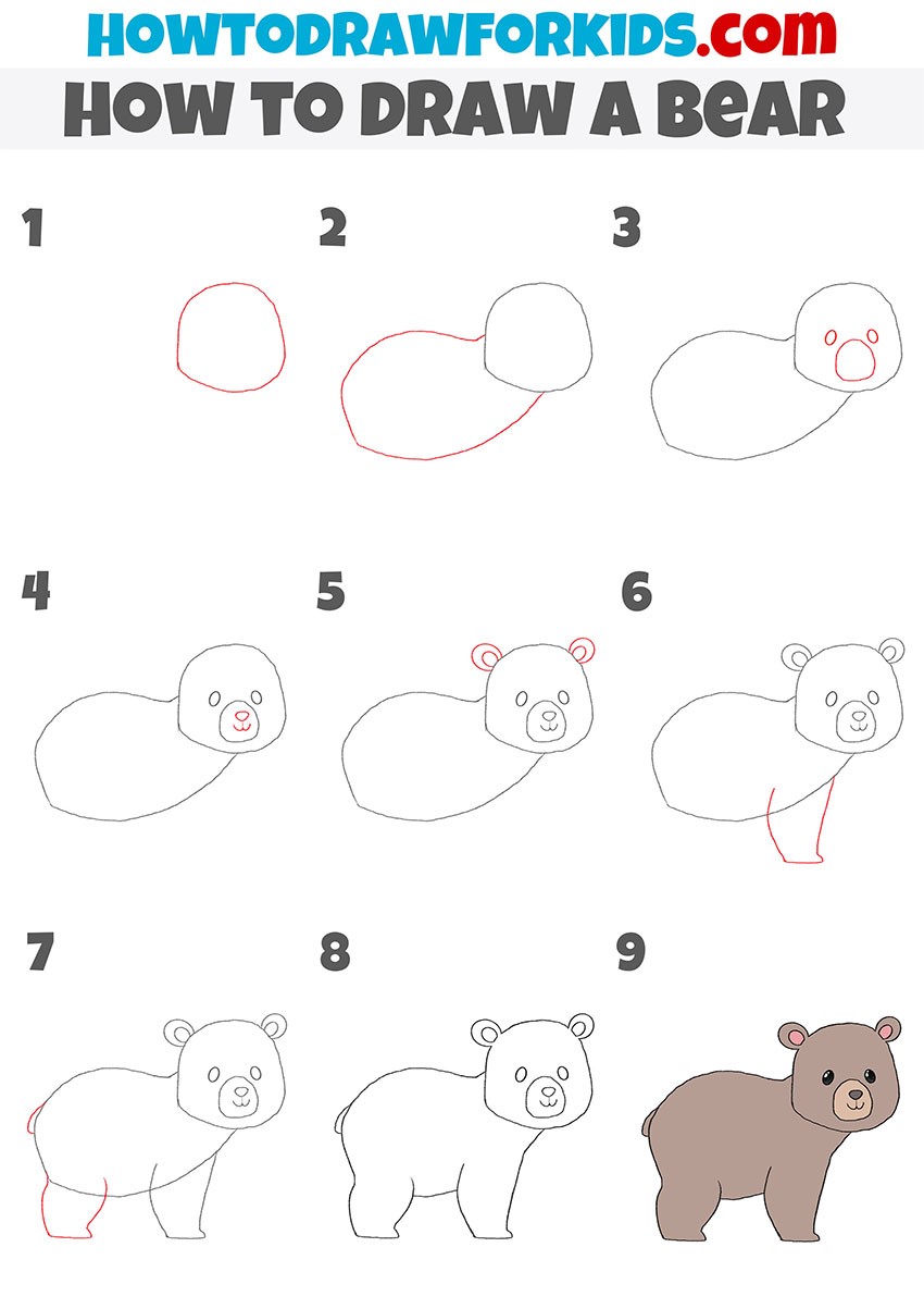 Медведь у реки Рисунки