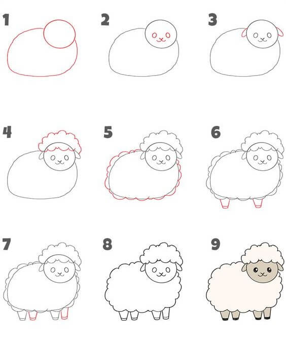 Овца среди цветов Рисунки