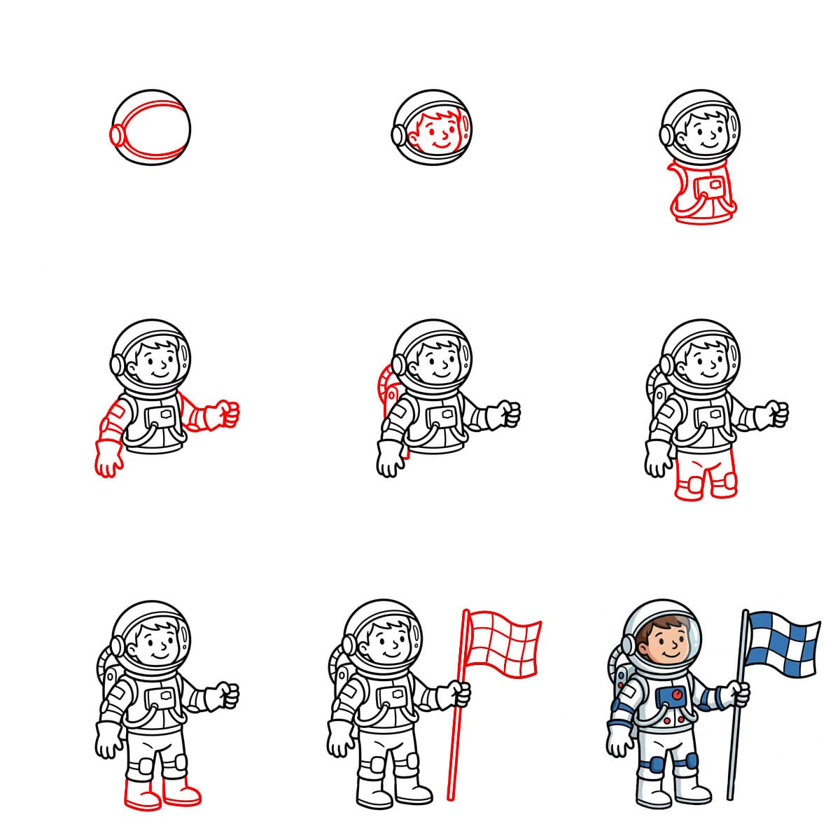 Космонавт с флагом Рисунки